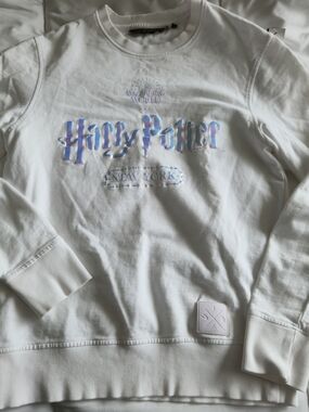 Harry Potter Kids White Crewneck Sweatshirt with Iridescent Logo